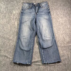 Risen Womens Light‎ Wash Distressed Faded Straight Leg Frayed Ankle Jeans Size 7